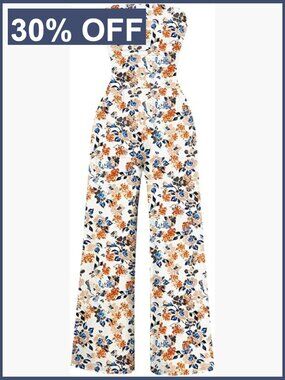 Womens Casual Summer Strapless Jumpsuit Off Shoulder Sleeveless Backless Wide